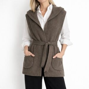 Marc By Marb Jacobs Wool Knit Tie Waist Vest Cardigan, Taupe, OS, NWT